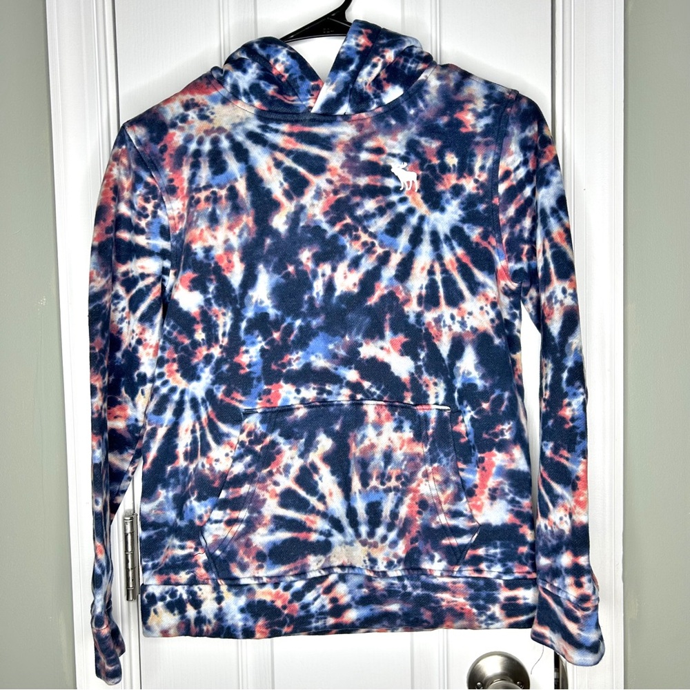 Abercrombie Kids Blue Red White Unisex Tie-Dye Hoodie Size 11/12